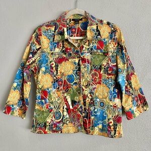 Kaktus Jacket Size Medium Multicolor Printed Button Down Colorful Artsy Unique